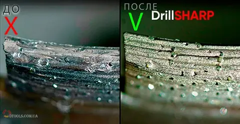 До и после восстановления алмазной коронки с помощью DrillSHARP